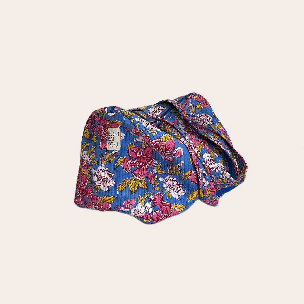 Maleta Midi azul con rosa y amarillo
