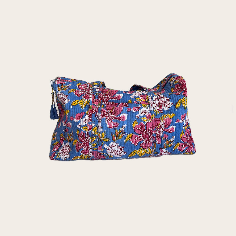 Maleta Midi azul con rosa y amarillo