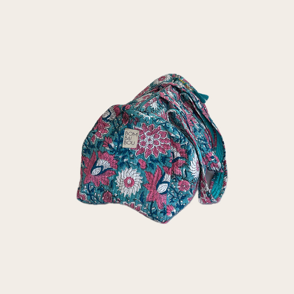 Maleta Midi turquesa con rosa