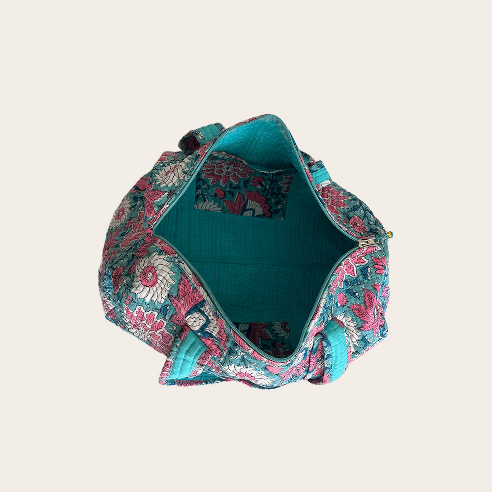 Maleta Midi turquesa con rosa