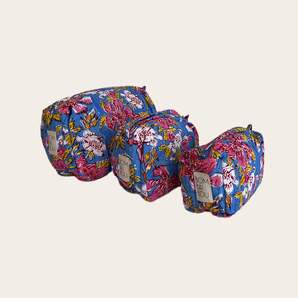 Set de 3 bolsas Azul con rosa y amarillo