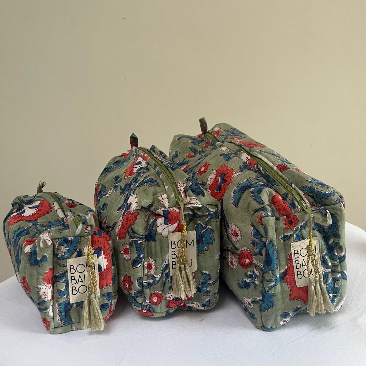 Set de 3 bolsas verde oriental
