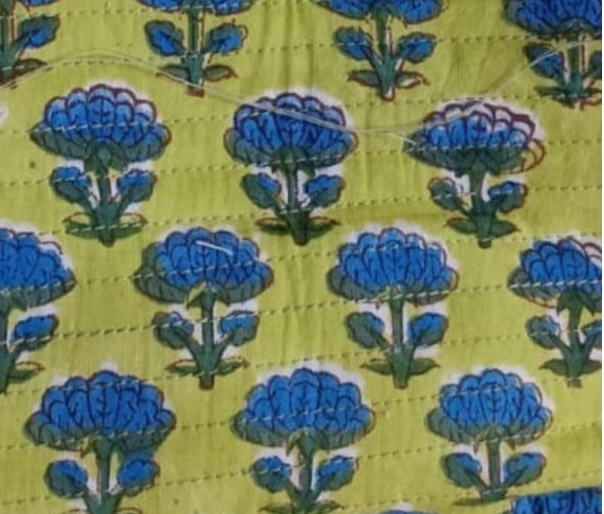 Set de 3 bolsas Amarillo lima con flores azules