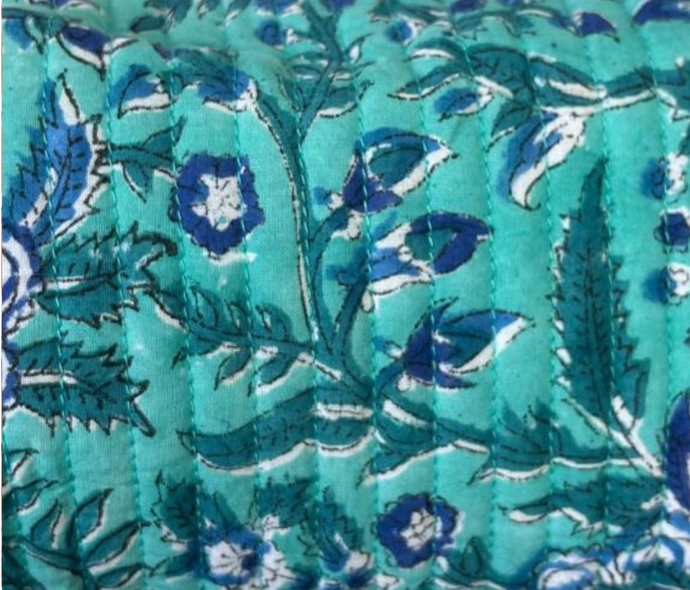 Set de 3 bolsas Turquesa con flores azul y blanco