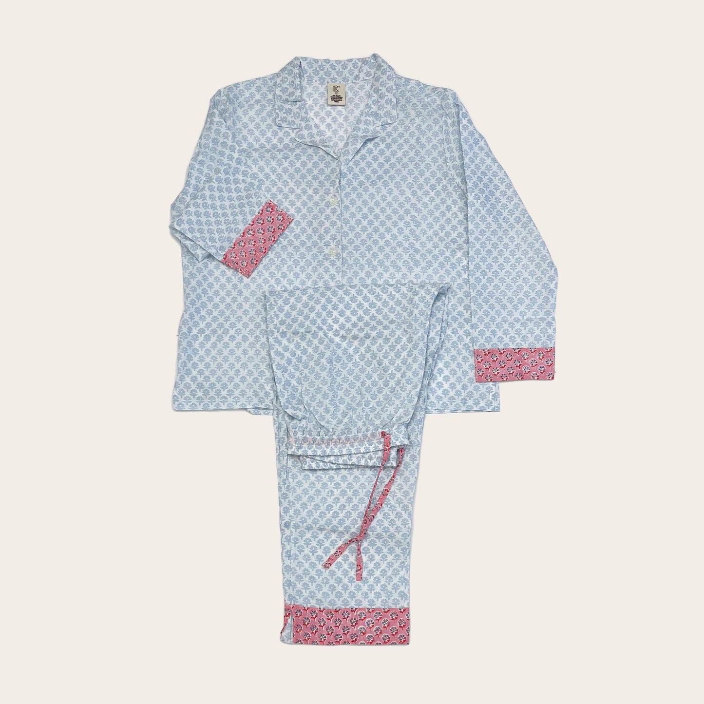 Pijama Bindi azul claro con rosa