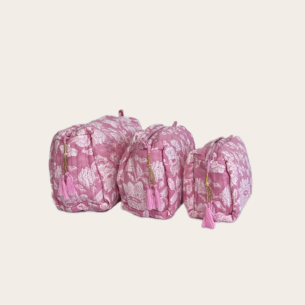 Set de 3 bolsas Rosa con blanco