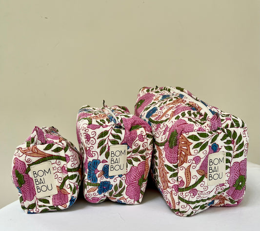 Set de 3 bolsas Blanco flores lindas