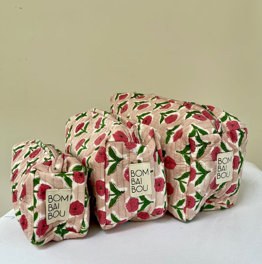Set de 3 bolsas Flores rosa