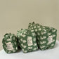 Set de 3 bolsas Verde con flores blancas