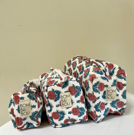 Set de 3 bolsas Blanco con  flores rosas