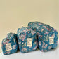 Set de 3 bolsas Azul con flores acuarela
