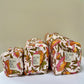Set de 3 bolsas Beige con flores amarillo y rosa