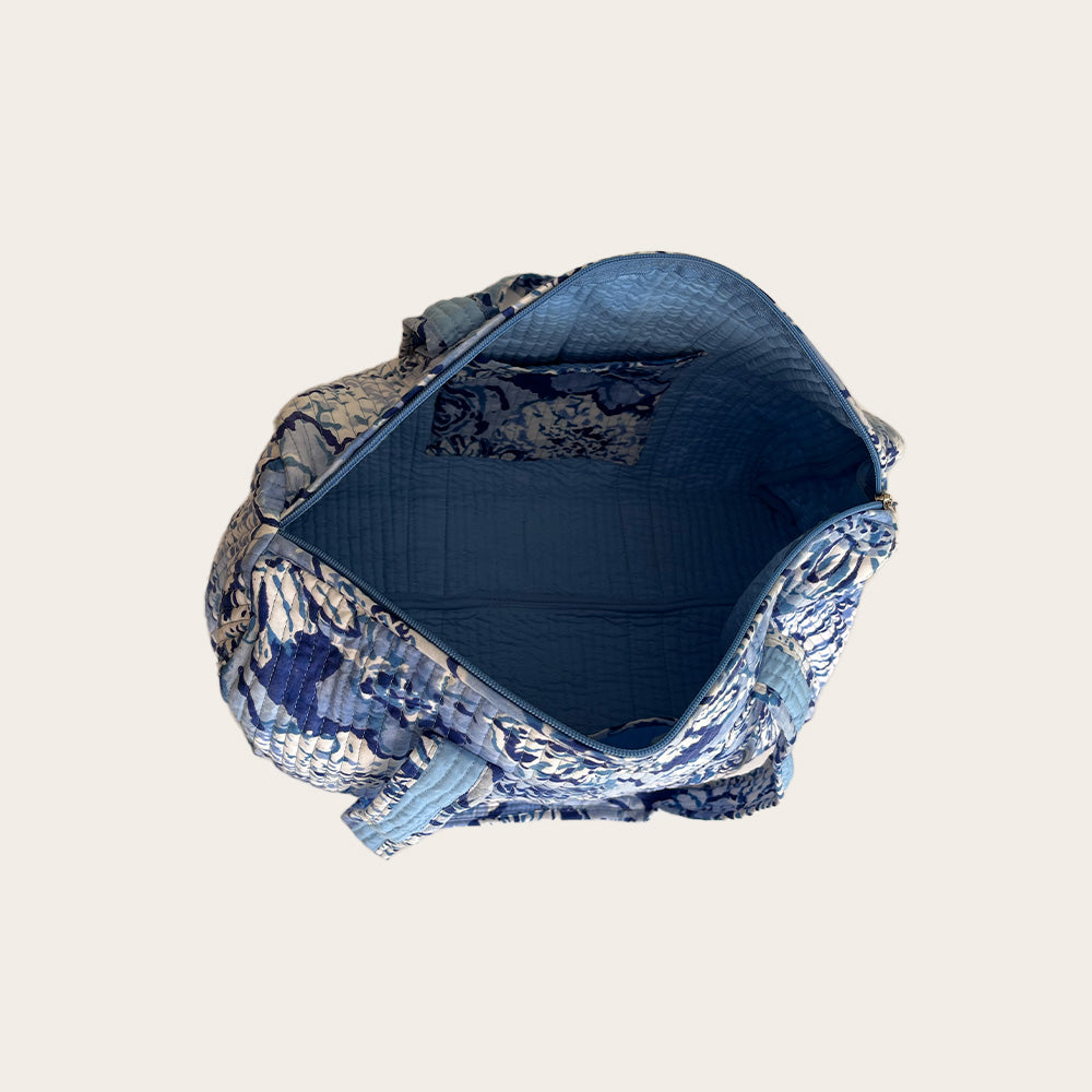 Maleta Midi azul con blanco