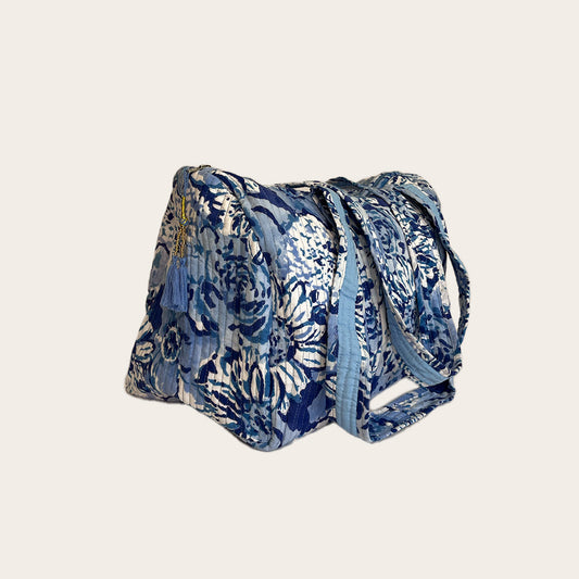 Maleta Midi azul con blanco