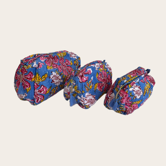 Set de 3 bolsas Azul con rosa y amarillo