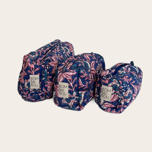Set de 3 bolsas Azul rey con rojo